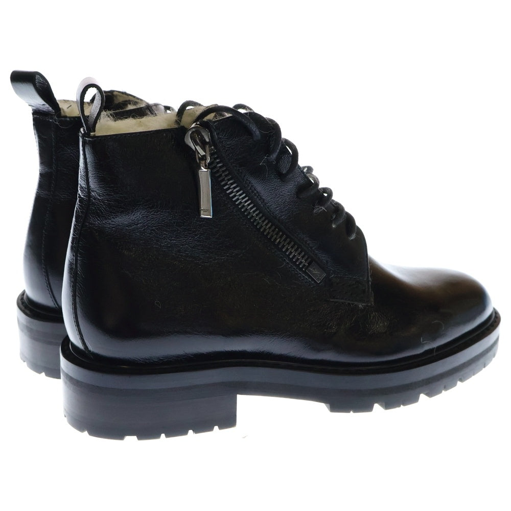 SAINT LAURENT PARIS(サンローランパリ) 17AW ムートンライニング サイドジップ レースアップ レザーハイカットブーツ ブラック 484987