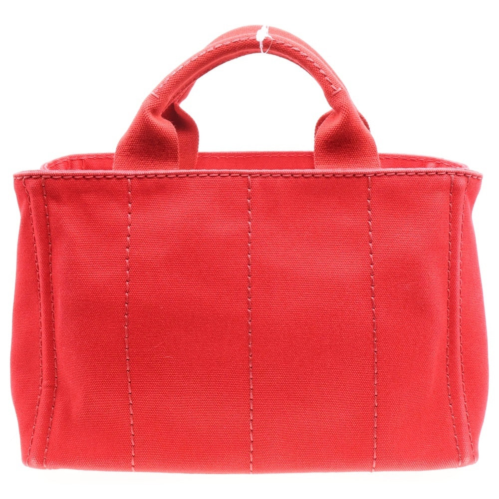 PRADA(プラダ) カナパミニ キャンバス ロゴプリント トライアングルロゴプレート トートバッグ レッド レディース BN2439
