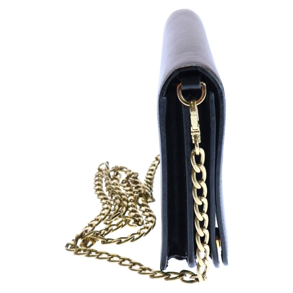 PRADA(プラダ) SAFFIANO LUX サフィアーノラックス レザーチェーンウォレット ショルダーバッグ ブラック レディース 1BP012