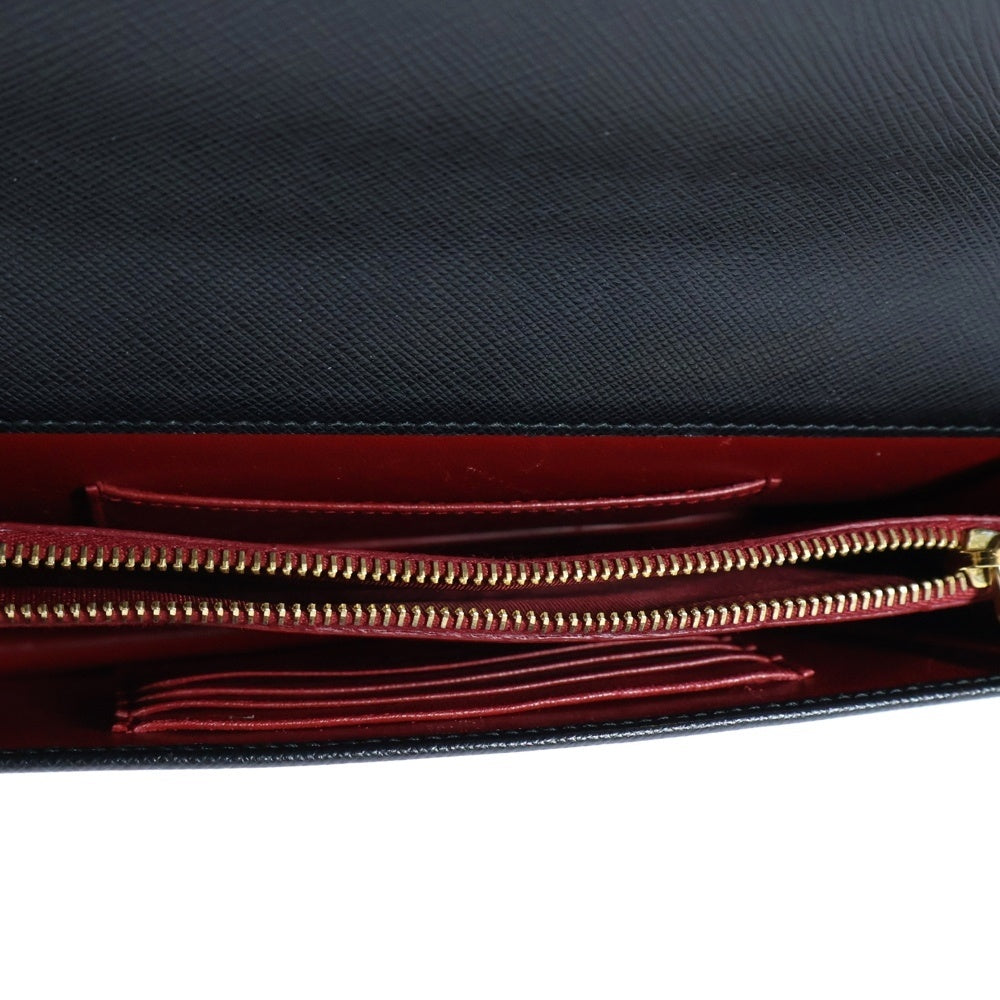 PRADA(プラダ) SAFFIANO LUX サフィアーノラックス レザーチェーンウォレット ショルダーバッグ ブラック レディース 1BP012