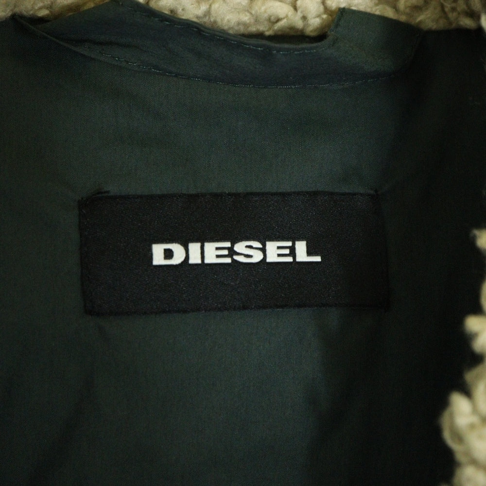 DIESEL(ディーゼル) ファー付き ボアフード ミリタリー 中綿 ジップアップ ジャケット コート グリーン