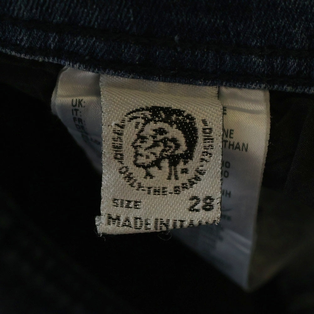 DIESEL(ディーゼル) ダメージ加工 ボタンフライ パッチ付 サイドテープスキニーデニムパンツ ブルー RN93243 CA25594