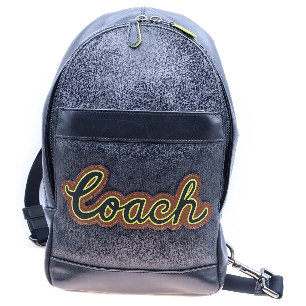 COACH(コーチ) シグネチャー ロゴ ショルダーバッグ ウエストバッグ ボディバッグ ブラック シルバー金具 F37821
