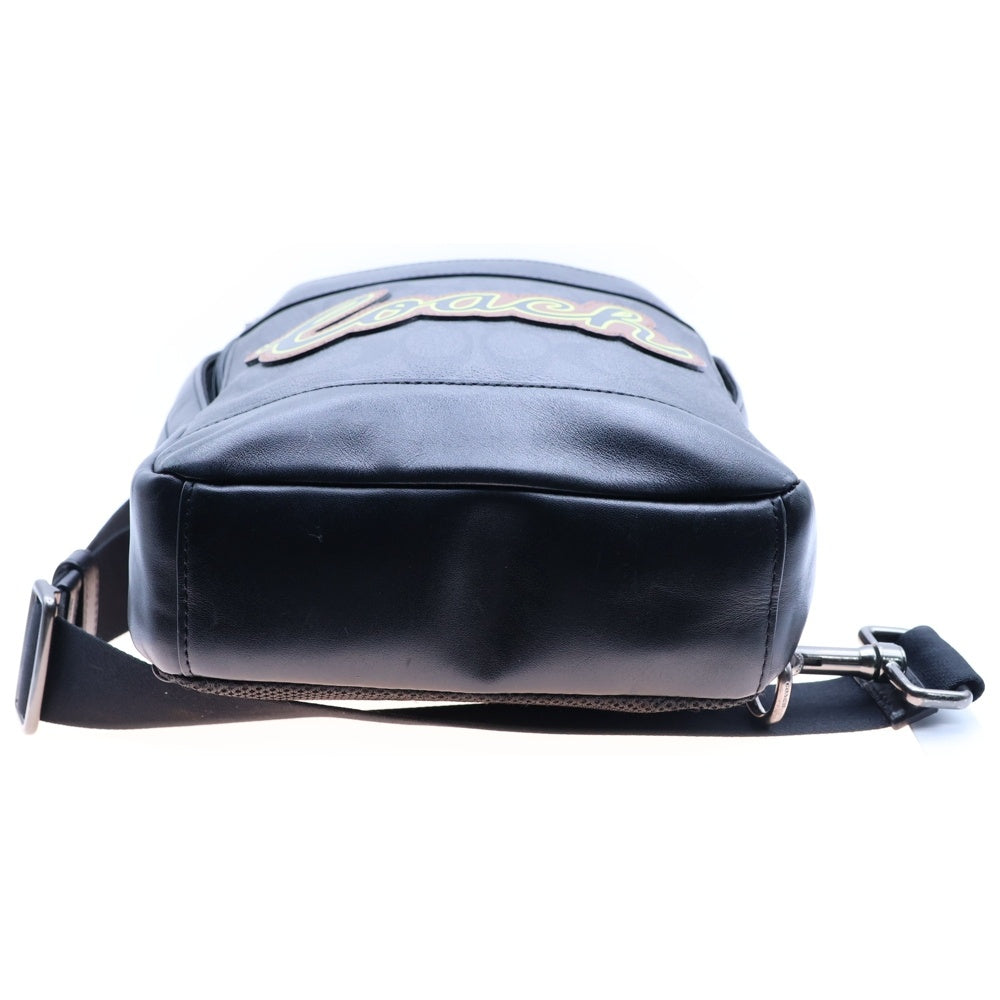 COACH(コーチ) シグネチャー ロゴ ショルダーバッグ ウエストバッグ ボディバッグ ブラック シルバー金具 F37821