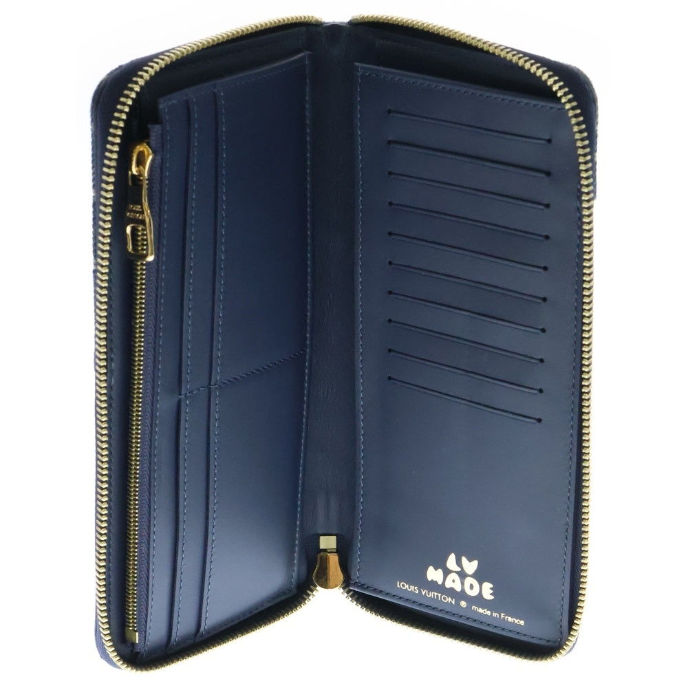 LOUIS VUITTON(ルイヴィトン) NIGOコラボ モノグラムデニム ジッピーウォレット ヴェルティカル レザー×デニム M81107 ICタイプ 長財布