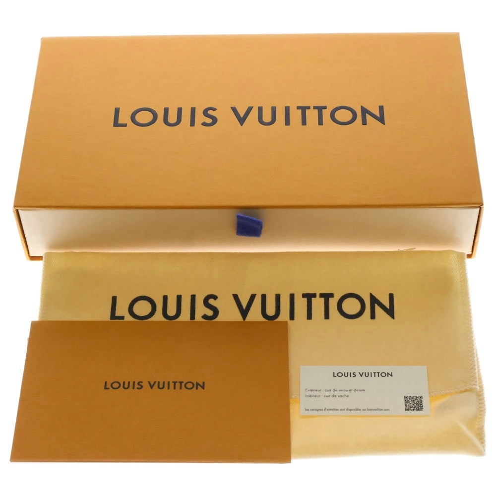 LOUIS VUITTON(ルイヴィトン) NIGOコラボ モノグラムデニム ジッピーウォレット ヴェルティカル レザー×デニム M81107 ICタイプ 長財布