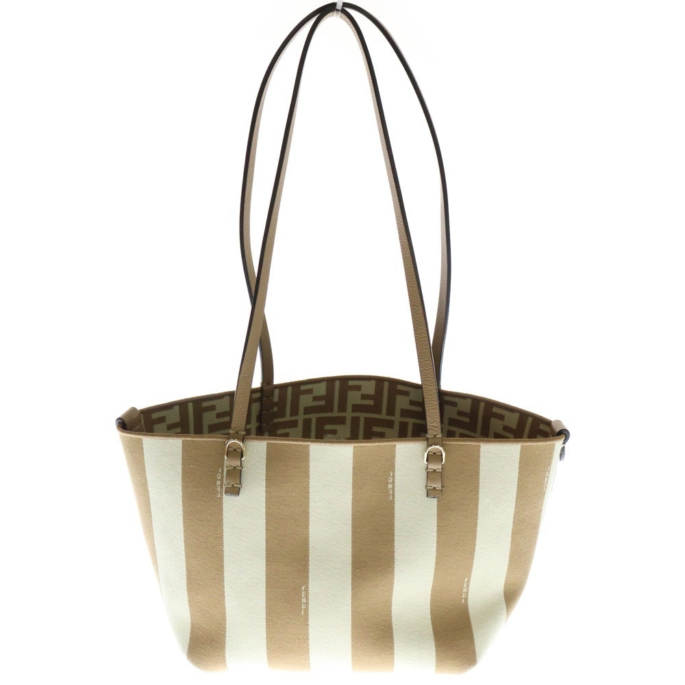 FENDI(フェンディ) ロール スモール リバーシブル レザー切替 トートバッグ ホワイト×ベージュ レディース 8BH424