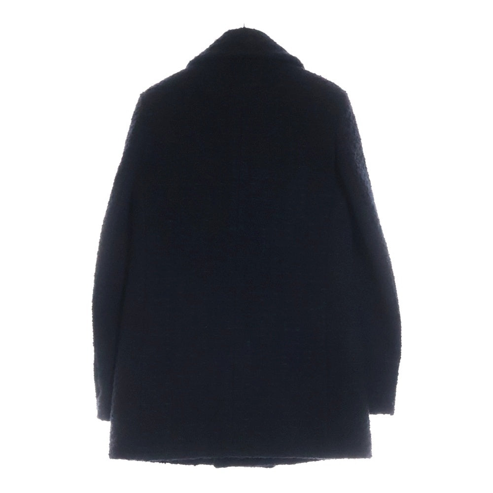SAINT LAURENT PARIS(サンローランパリ) 21AW シルク混 ウール ツイード ダブルブレスト ピーコート ゴールドボタン ジャケット ブラック 581137 Y7D30