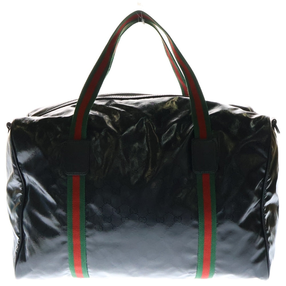 GUCCI(グッチ) GGクリスタル 2WAY レザー切替 ボストンバッグ ハンドバッグ ブラック 758664