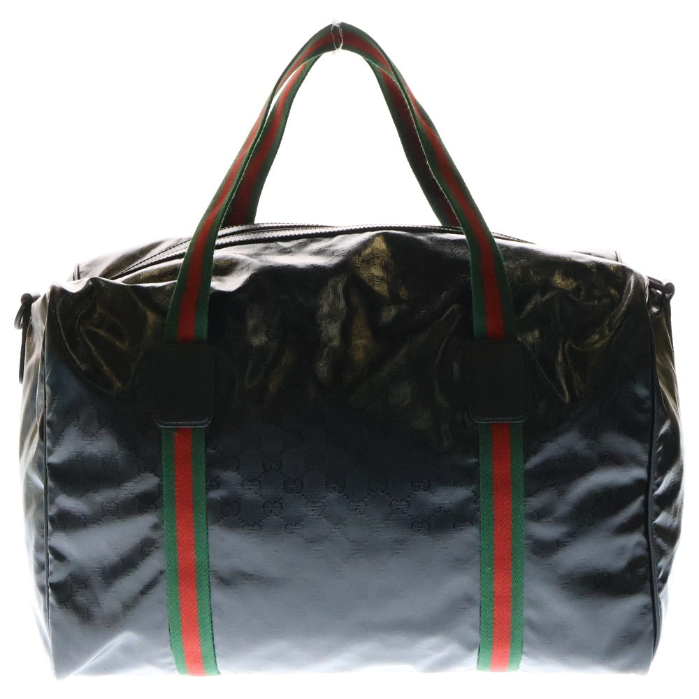 GUCCI(グッチ) GGクリスタル 2WAY レザー切替 ボストンバッグ ハンドバッグ ブラック 758664