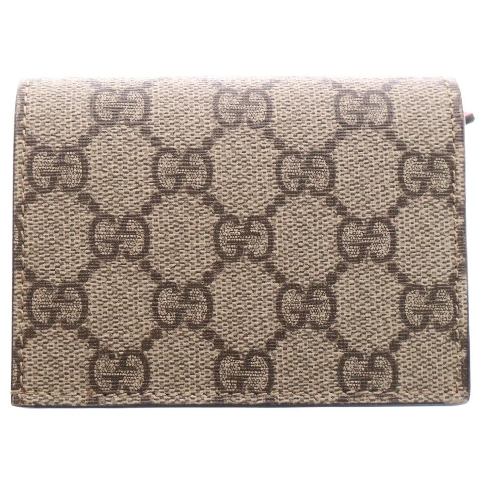 GUCCI(グッチ) GGスプリーム チェリー コンパクトウォレット ベージュ×レッド PVC 二つ折り財布 476050