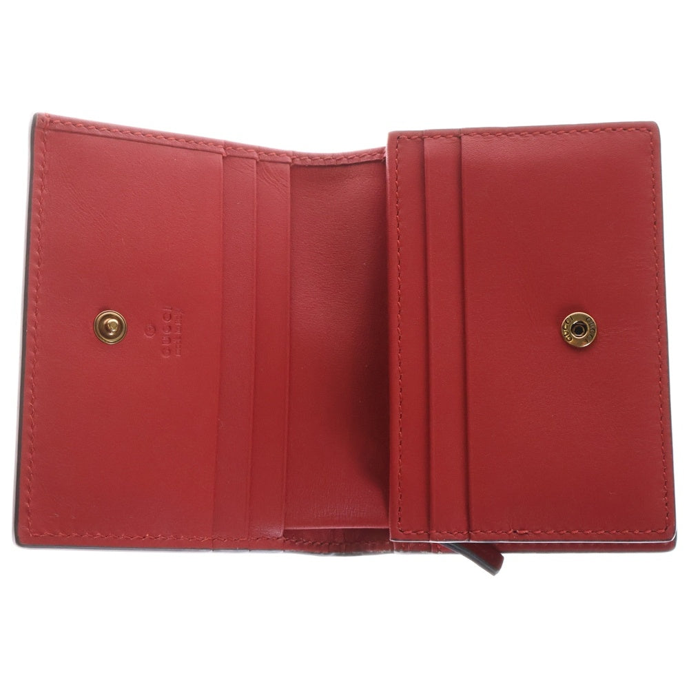 GUCCI(グッチ) GGスプリーム チェリー コンパクトウォレット ベージュ×レッド PVC 二つ折り財布 476050