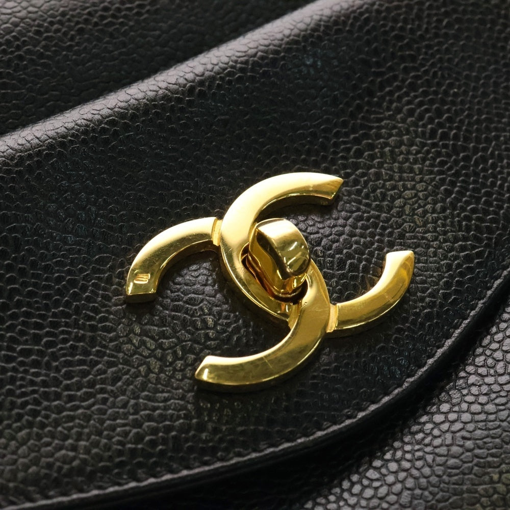 CHANEL(シャネル) ココマーク チェーントートバッグ ハンドバッグ キャビアスキン ブラック ゴールド金具
