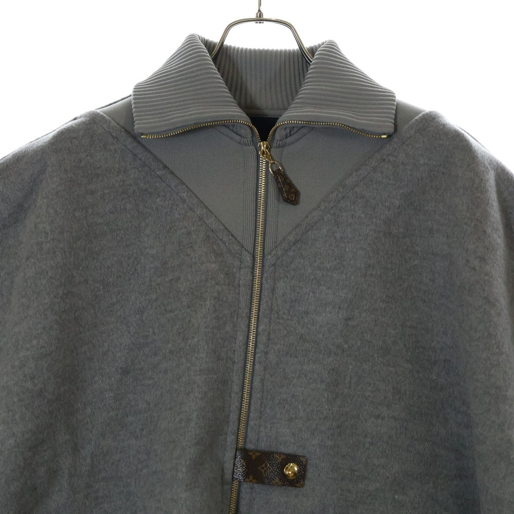 LOUIS VUITTON(ルイヴィトン) 21AW スポーティー ハイネックダブルフェイス ケープ ウール モノグラム ジップアップ ポンチョ グレー レディース RW212W NUV FLCO18