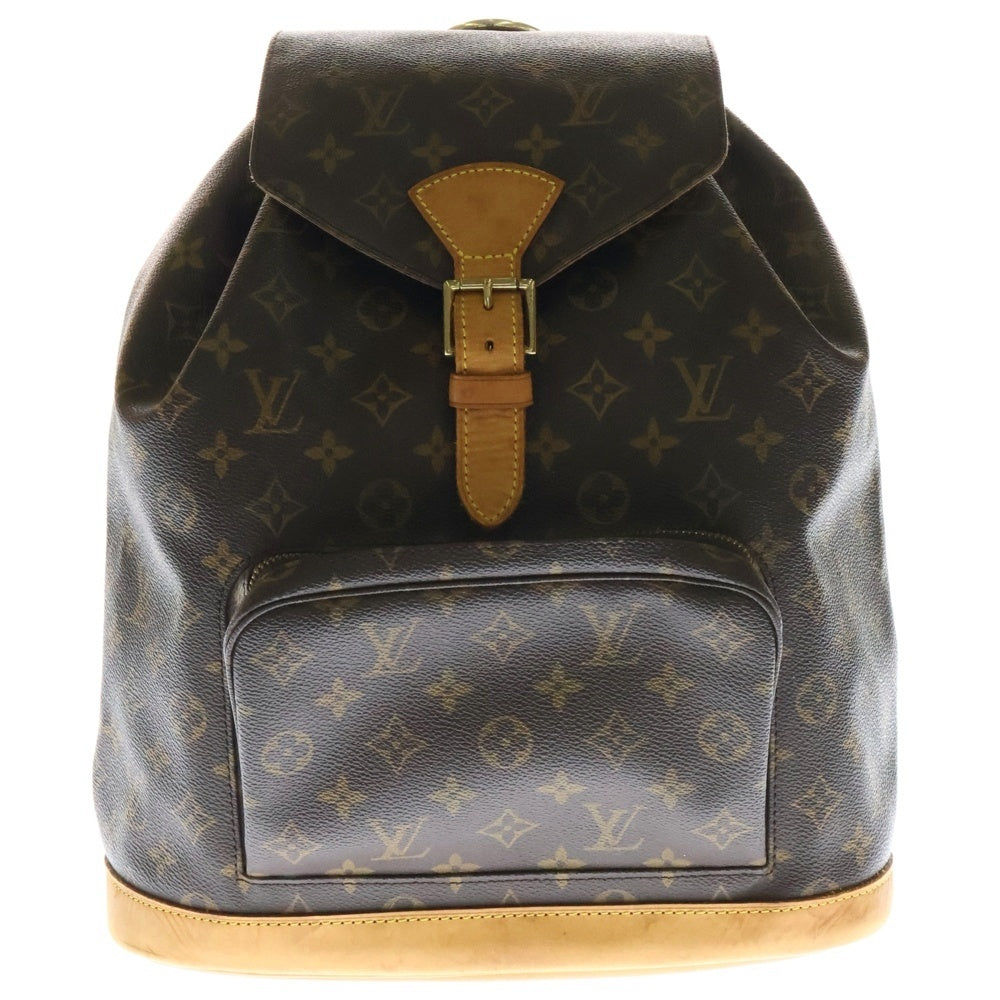 LOUIS VUITTON(ルイヴィトン) モノグラム モンスリGM リュックサック バックパック ブラウン レザー×PVC ゴールド金具 M51135