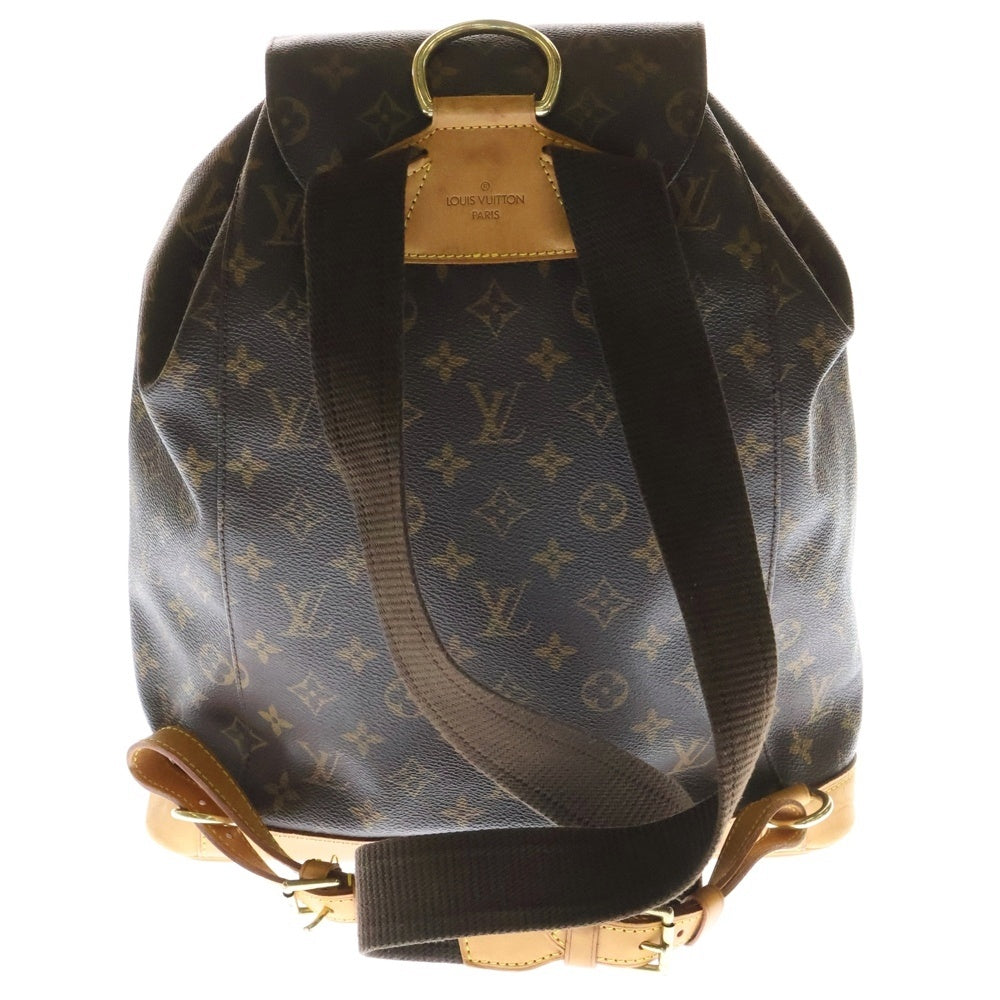 LOUIS VUITTON(ルイヴィトン) モノグラム モンスリGM リュックサック バックパック ブラウン レザー×PVC ゴールド金具 M51135