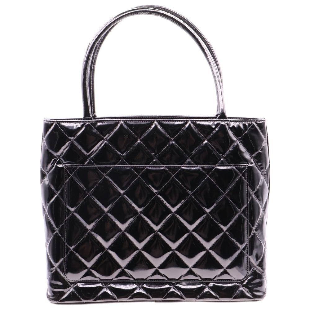 CHANEL(シャネル) 復刻トートバッグ ハンドバッグ キルティング ブラック ゴールド金具 パテント シール有