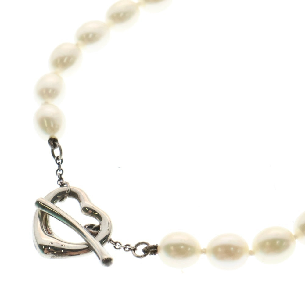 TIFFANY&Co(ティファニー) オープンハート パール ネックレス SV925 25.4g ペンダント ホワイト×シルバー