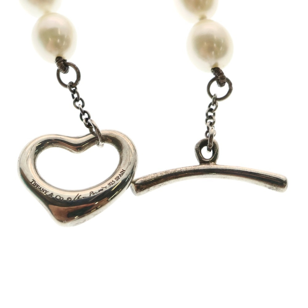TIFFANY&Co(ティファニー) オープンハート パール ネックレス SV925 25.4g ペンダント ホワイト×シルバー