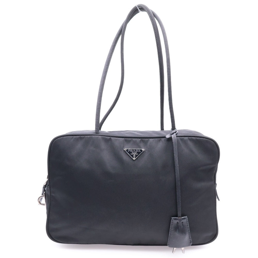 PRADA(プラダ) トートバッグ ハンドバッグ ミニバッグ トライアングルロゴプレート ブラック シルバー金具 テスート ナイロン