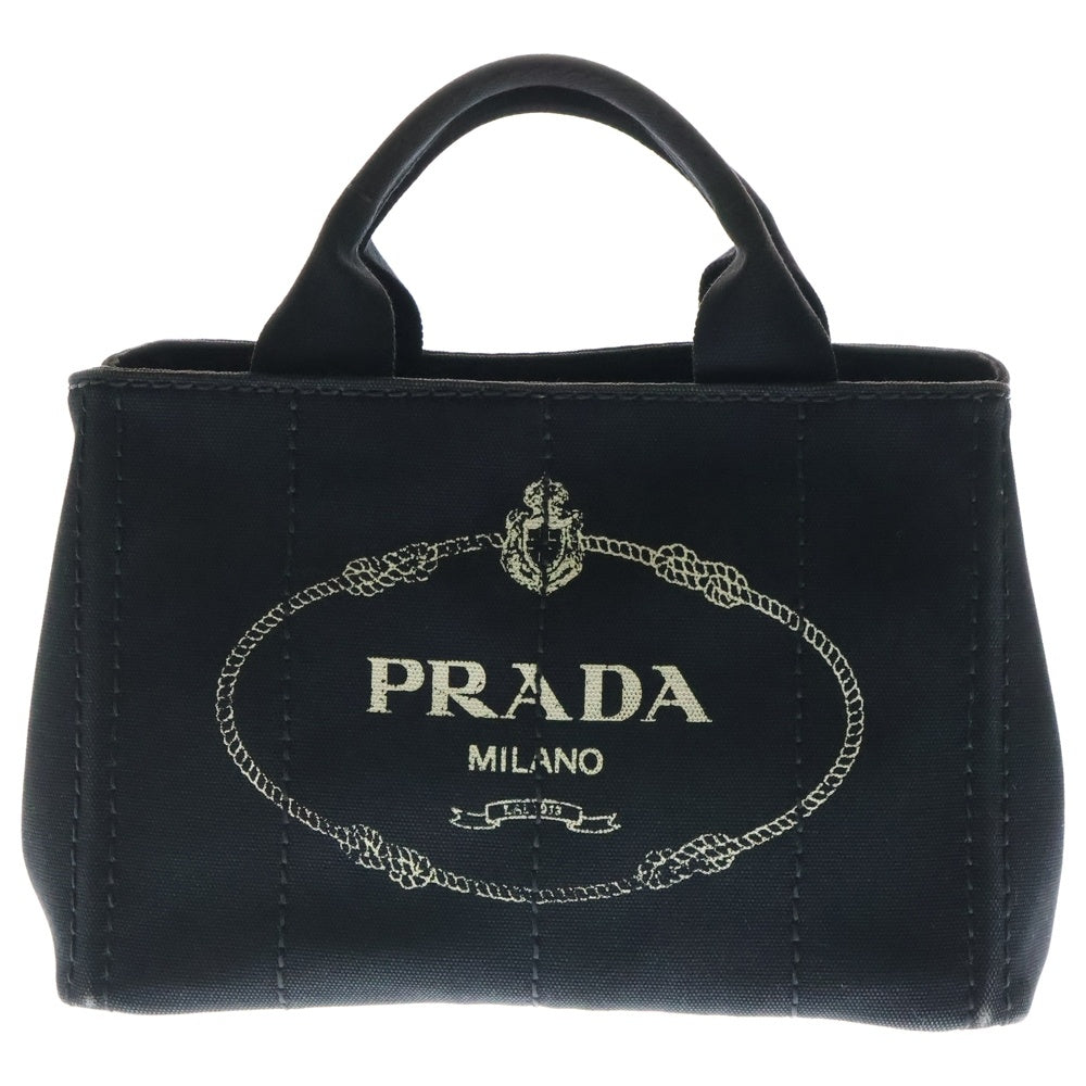PRADA(プラダ) カナパ ミニ ブラック キャンバス ハンドバッグ