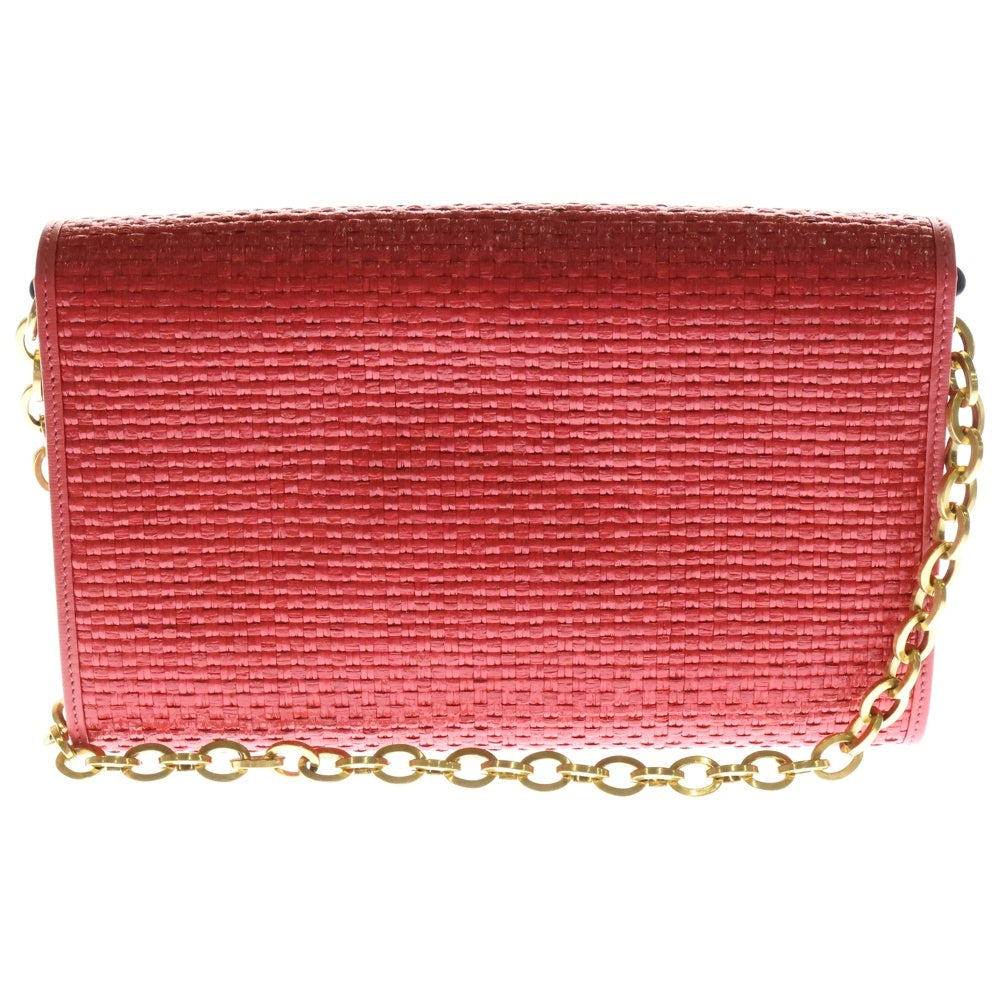 GUCCI(グッチ) ホースビット 1955 ストロー チェーン ショルダーバッグ レッド レザー 655667