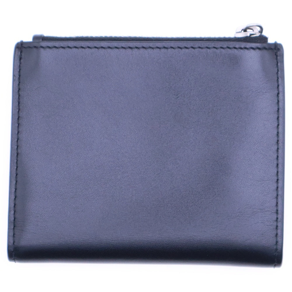 SAINT LAURENT PARIS(サンローランパリ) YSLロゴ 二つ折り財布 コンパクトウォレット カードケース ブラック シルバー金具 レザー 575726