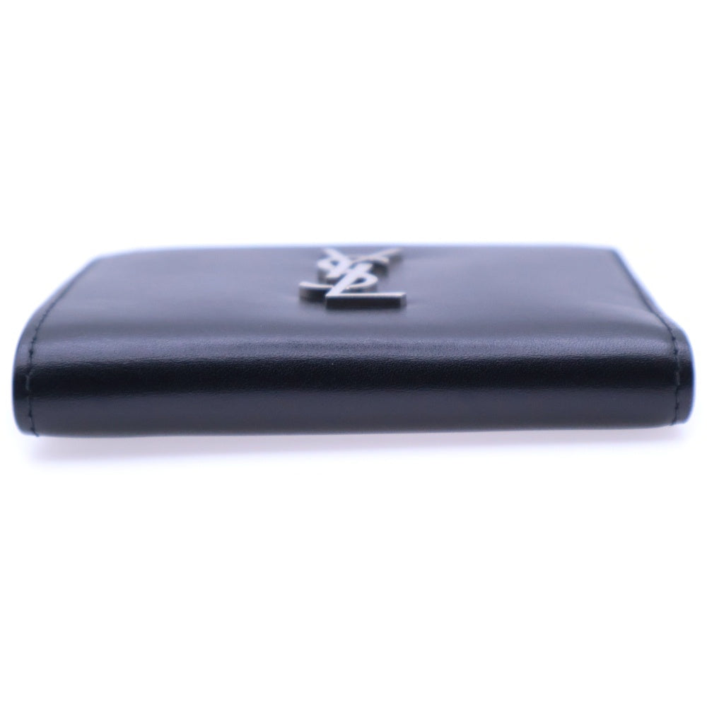 SAINT LAURENT PARIS(サンローランパリ) YSLロゴ 二つ折り財布 コンパクトウォレット カードケース ブラック シルバー金具 レザー 575726