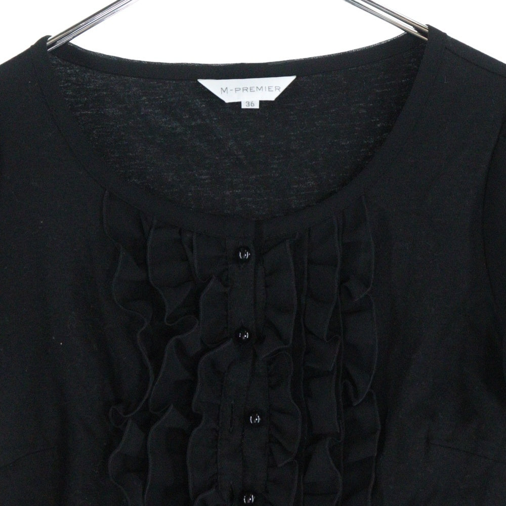 M-PREMIER(エムプルミエ) フリル半袖トップス ブラック 〇