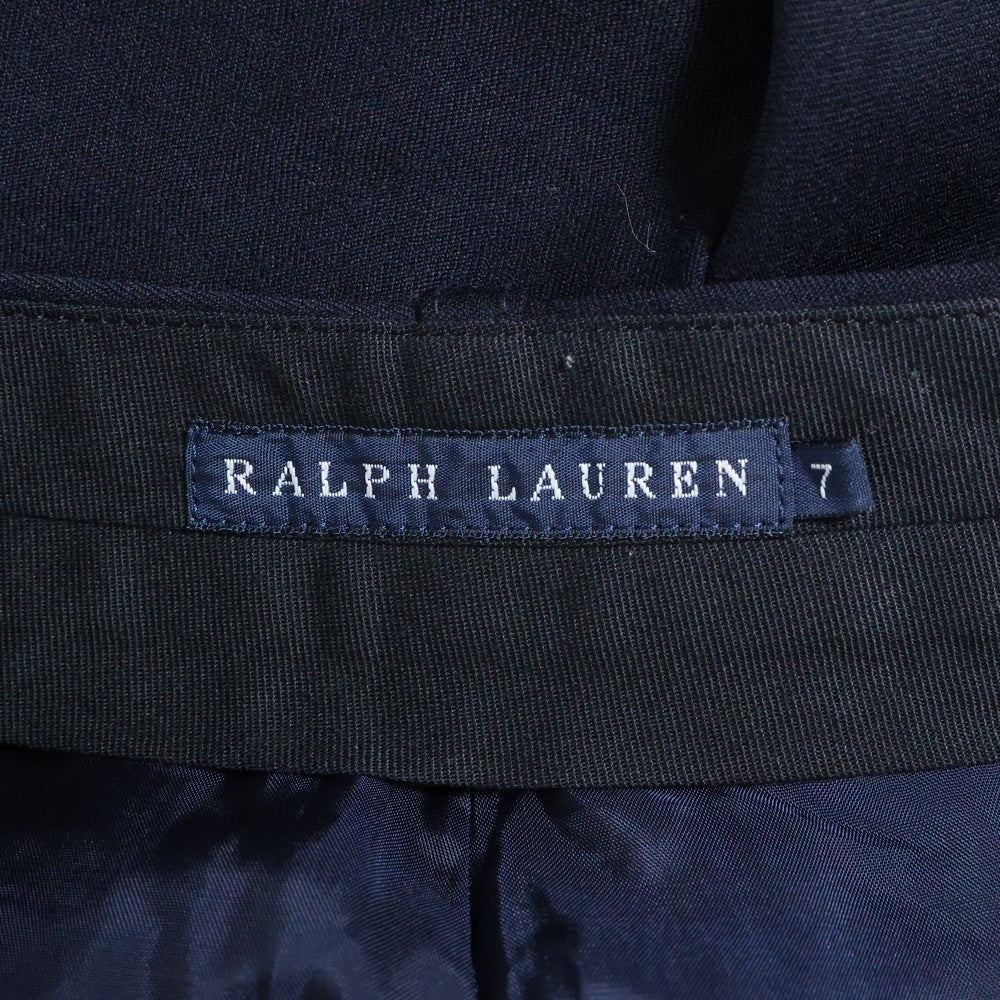RALPH LAUREN(ラルフローレン) ウール ノータック ハーフ ショート スラックスパンツ ショーツ ネイビー レディース