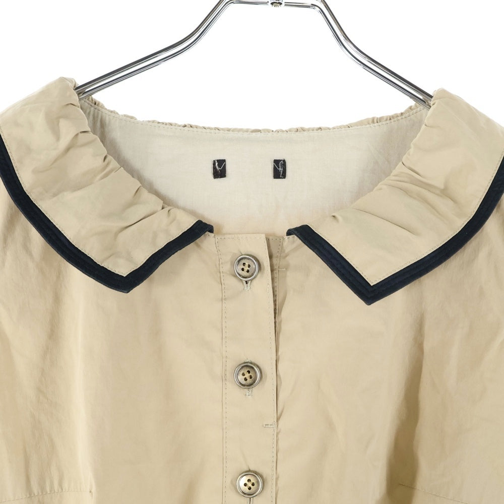 オンワード樫山(オンワードカシヤマ) オンワード樫山 コットンナイロン ギャザースリーブ 半袖 ワンピース ベージュ レディース