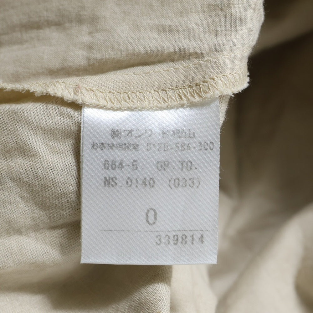 オンワード樫山(オンワードカシヤマ) オンワード樫山 コットンナイロン ギャザースリーブ 半袖 ワンピース ベージュ レディース