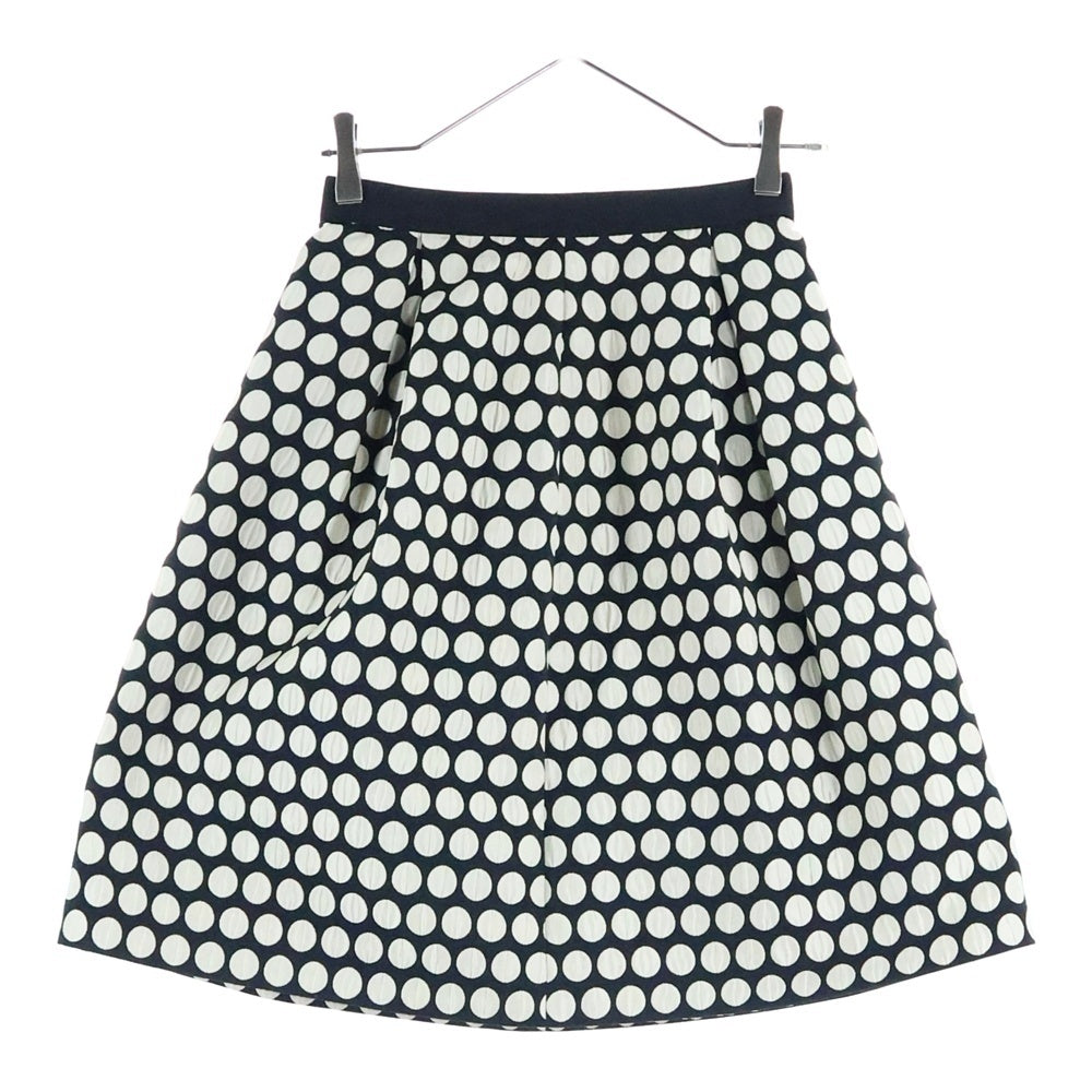 ANAYI(アナイ) ドット総柄 ジャガード タック フレア ミディアムスカート ブラック/ホワイト レディース