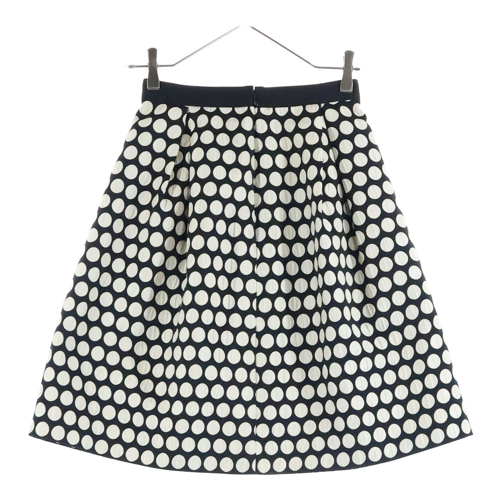ANAYI(アナイ) ドット総柄 ジャガード タック フレア ミディアムスカート ブラック/ホワイト レディース