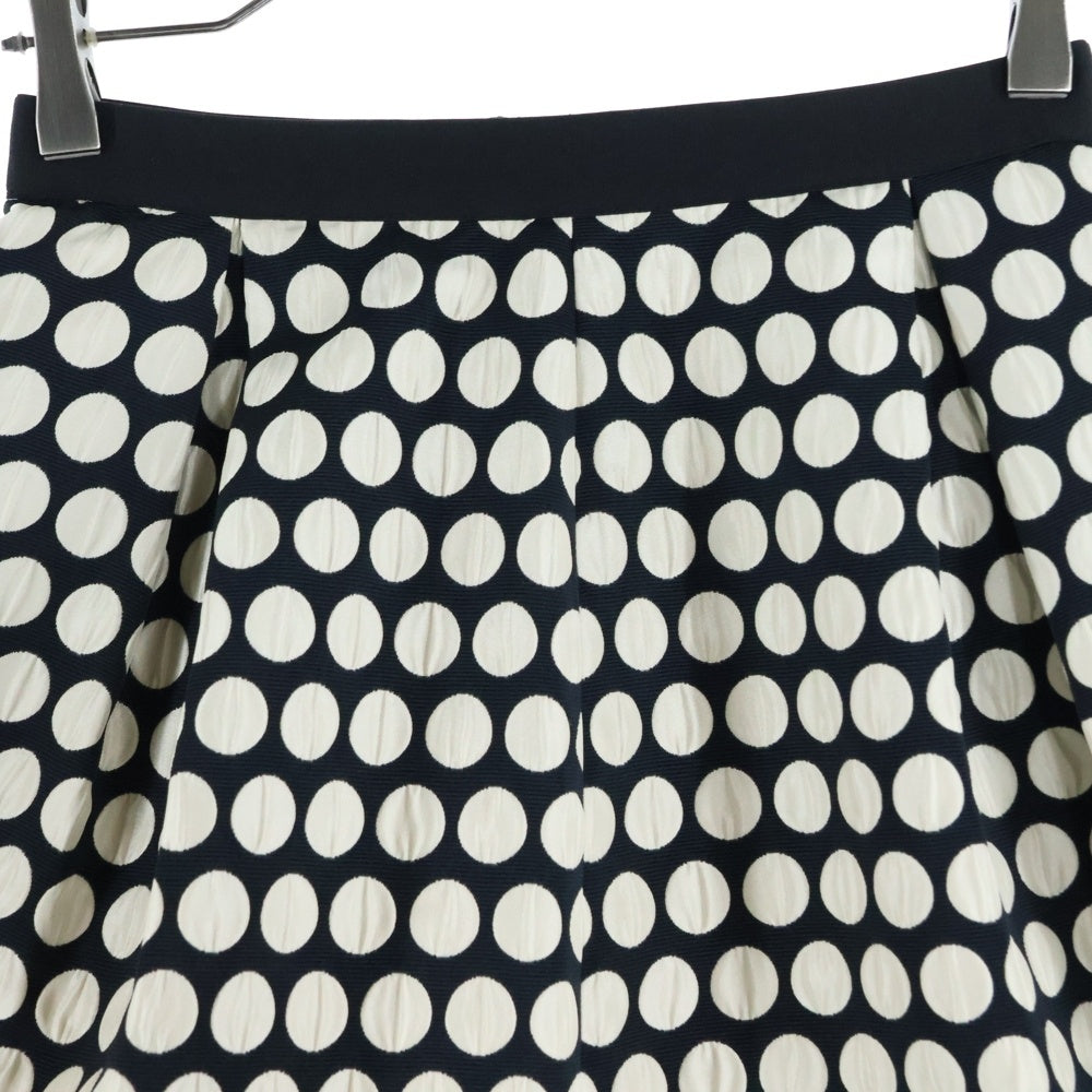 ANAYI(アナイ) ドット総柄 ジャガード タック フレア ミディアムスカート ブラック/ホワイト レディース
