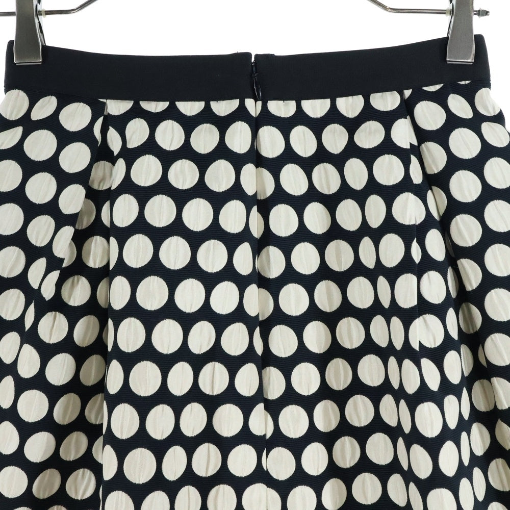 ANAYI(アナイ) ドット総柄 ジャガード タック フレア ミディアムスカート ブラック/ホワイト レディース