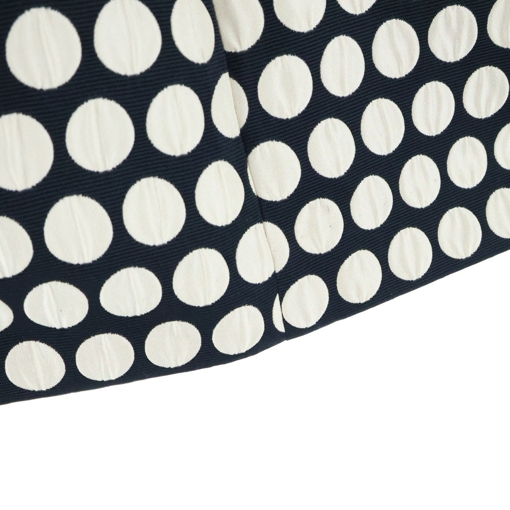 ANAYI(アナイ) ドット総柄 ジャガード タック フレア ミディアムスカート ブラック/ホワイト レディース