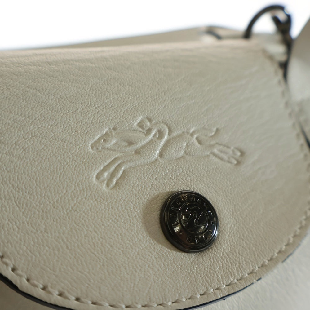 LONGCHAMP(ロンシャン) レザー 2WAY プリアージュ ハンド ショルダーバッグ ガンメタ金具 ホワイト