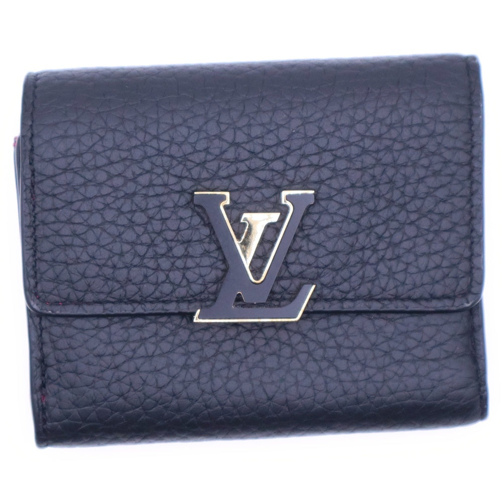 LOUIS VUITTON(ルイヴィトン) ポルトフォイユ・カプシーヌ コンパクトウォレット 三つ折り財布 コインケース ブラック ノワール ゴールド金具 M62157