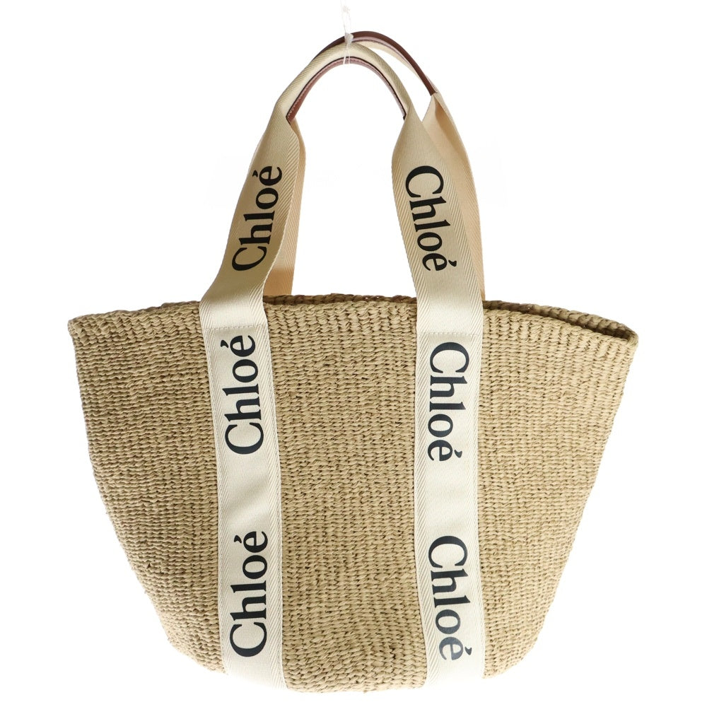 Chloe(クロエ) Mifukoコラボ ウッディ ラージ バスケット トートバッグ ベージュ ラフィア かごバッグ