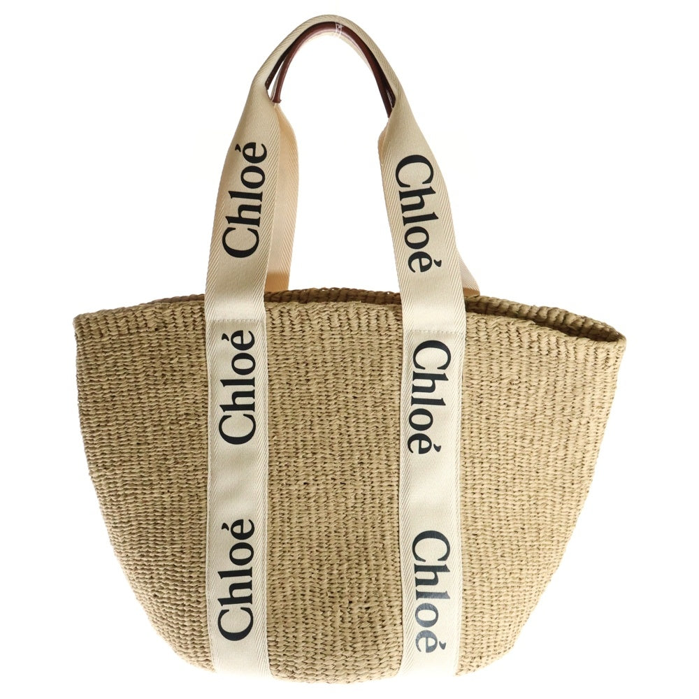 Chloe(クロエ) Mifukoコラボ ウッディ ラージ バスケット トートバッグ ベージュ ラフィア かごバッグ