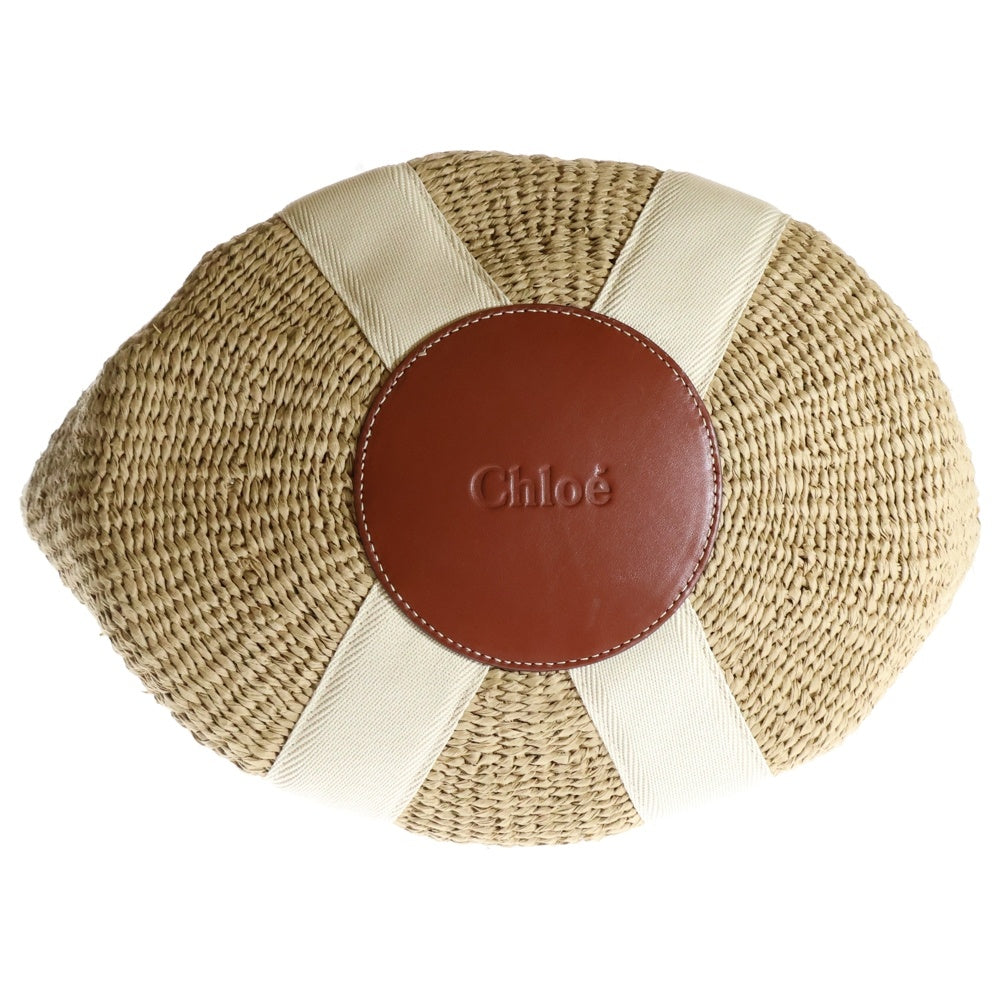 Chloe(クロエ) Mifukoコラボ ウッディ ラージ バスケット トートバッグ ベージュ ラフィア かごバッグ