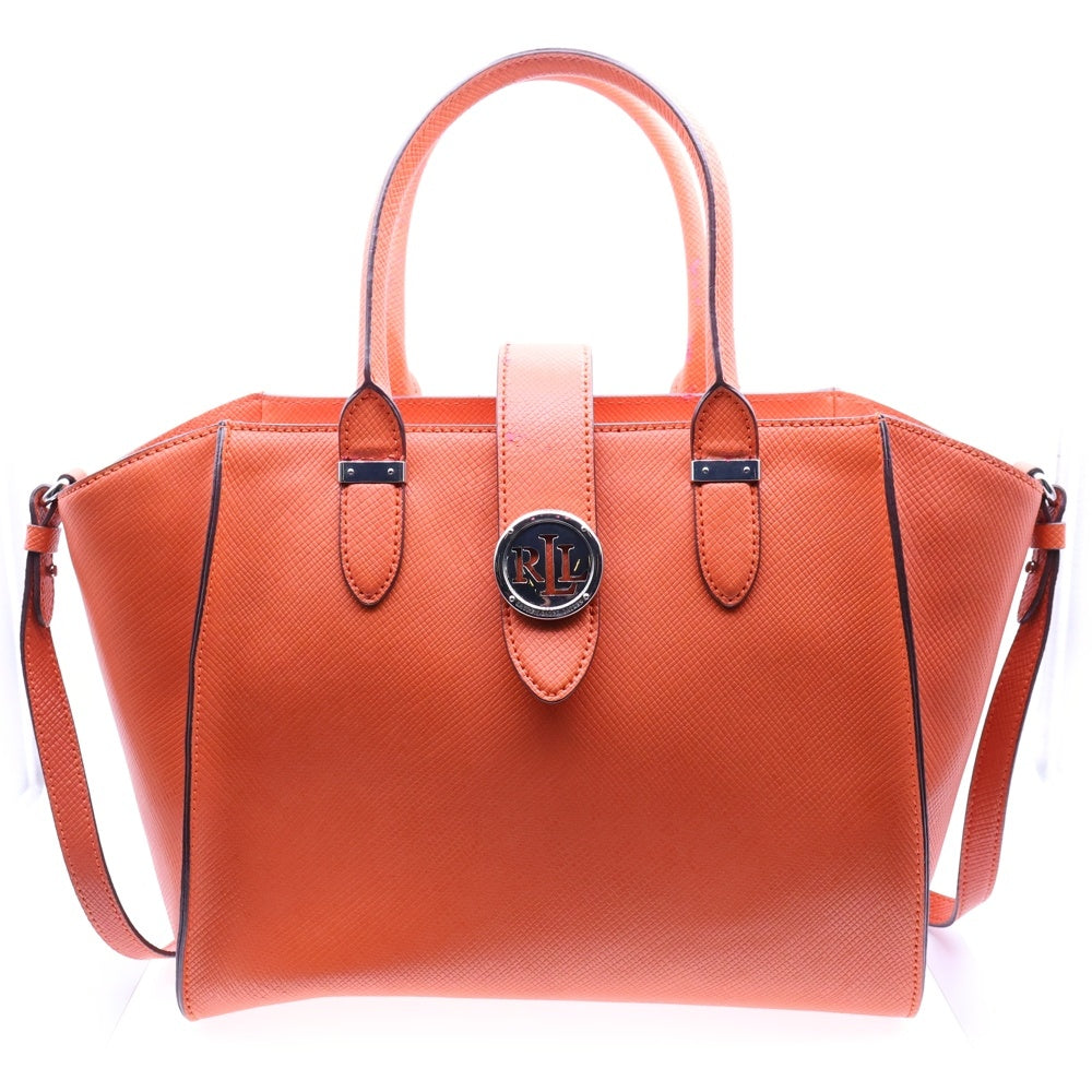 LAUREN RALPH LAUREN(ローレンラルフローレン) 2WAYショルダーバッグ ハンドバッグ トートバッグ シルバー金具 オレンジ レザー