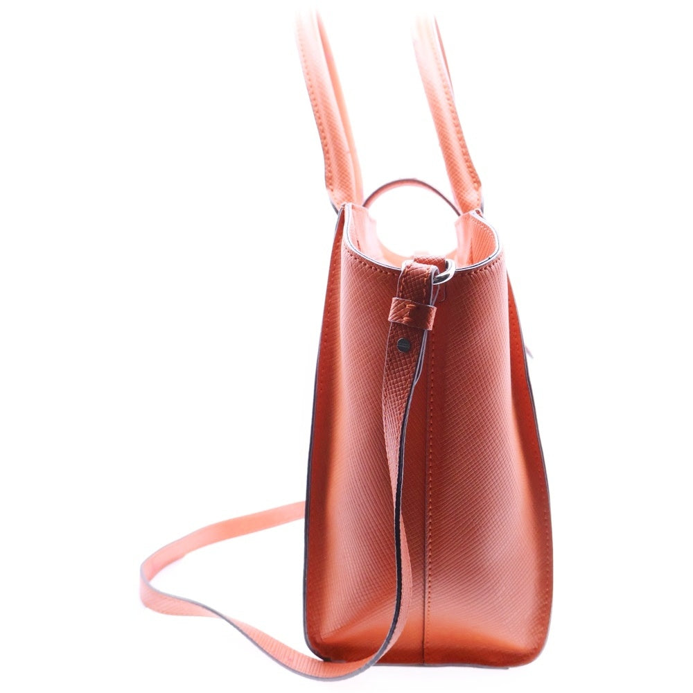 LAUREN RALPH LAUREN(ローレンラルフローレン) 2WAYショルダーバッグ ハンドバッグ トートバッグ シルバー金具 オレンジ レザー
