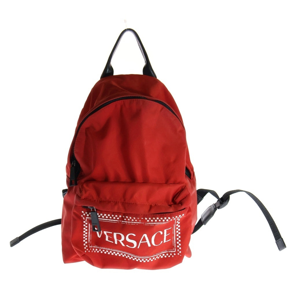 VERSACE(ヴェルサーチ) ロゴ バックパック リュックサック レッド ナイロン