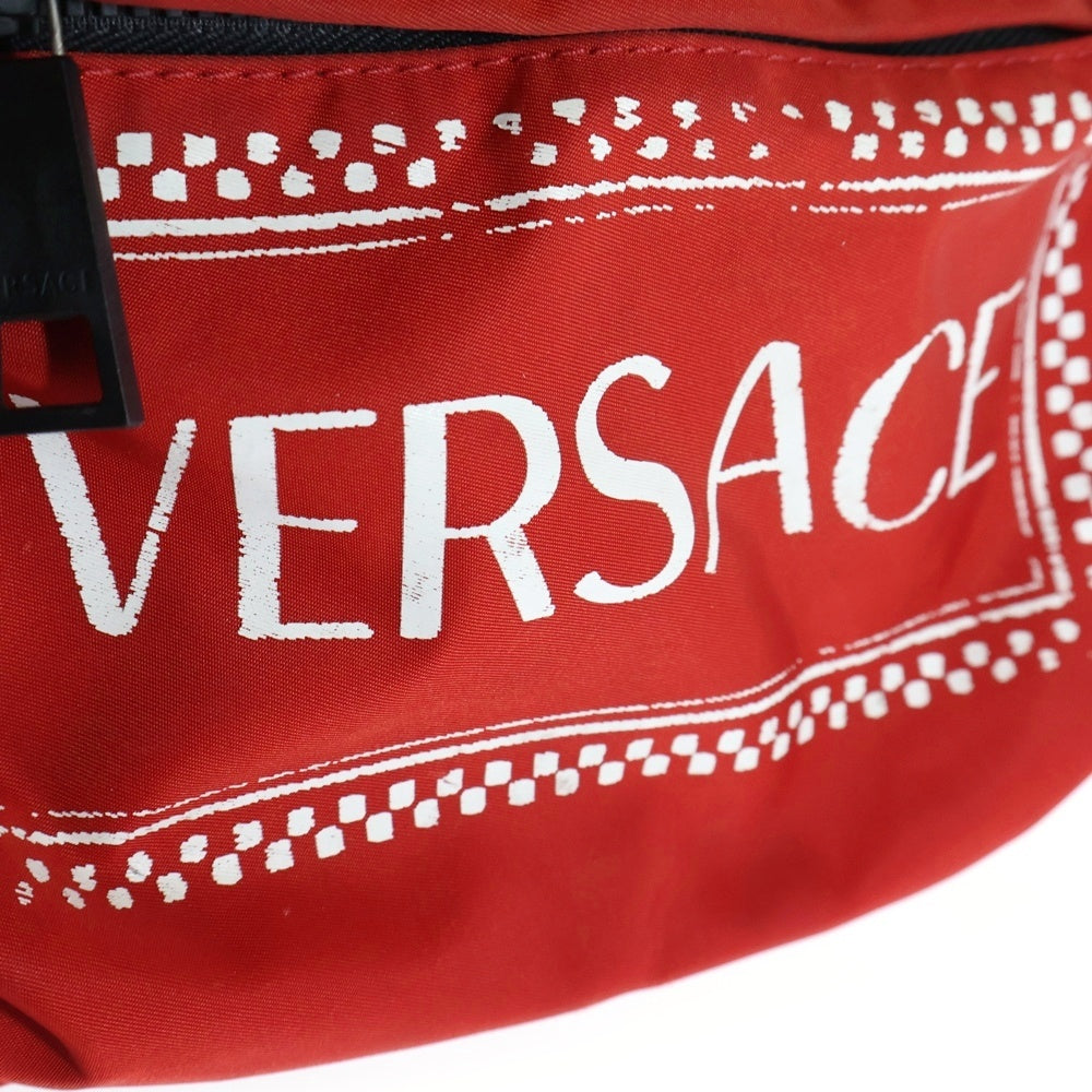 VERSACE(ヴェルサーチ) ロゴ バックパック リュックサック レッド ナイロン