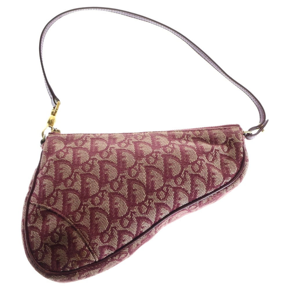 Christian Dior(クリスチャンディオール) サドルバッグ ミニバッグ ハンドバッグ ポーチ ケース ゴールド金具 ボルドー キャンバス