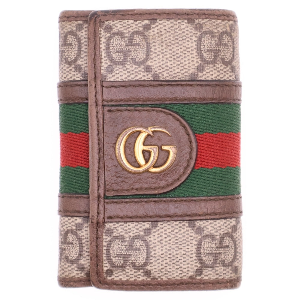 GUCCI(グッチ) GGスプリーム オフィディア キーケース キーリング バッグチャーム ゴールド金具 キャンバス×レザー ベージュ×ブラウン 603732