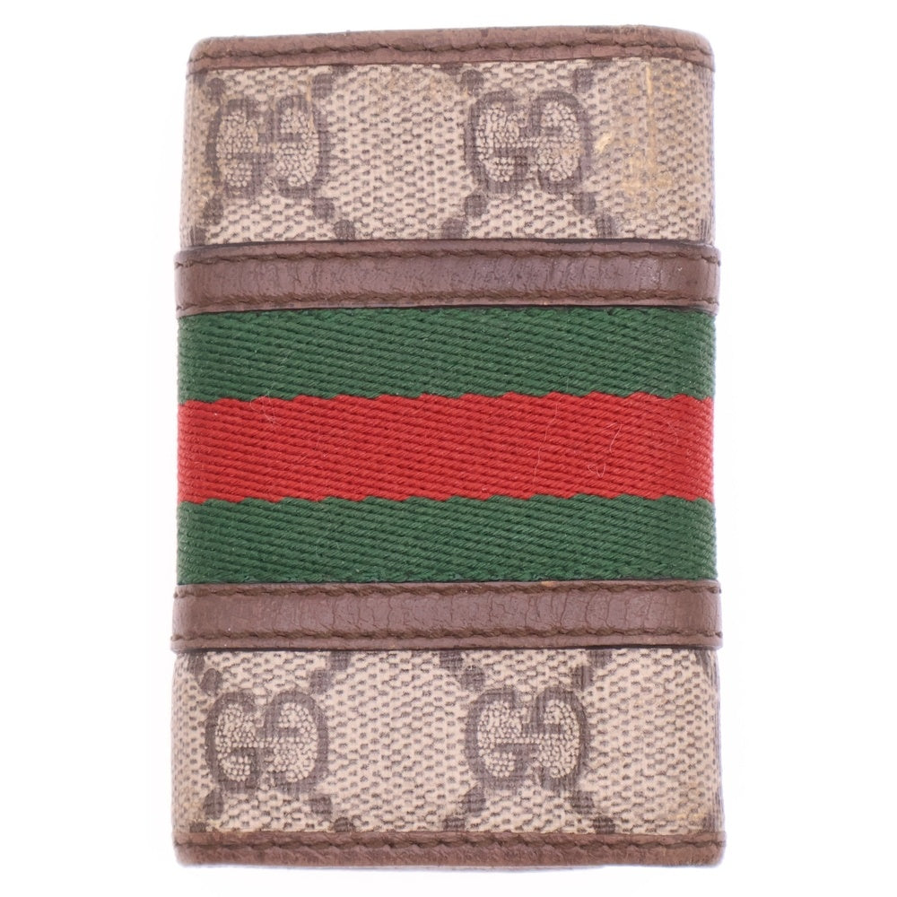 GUCCI(グッチ) GGスプリーム オフィディア キーケース キーリング バッグチャーム ゴールド金具 キャンバス×レザー ベージュ×ブラウン 603732