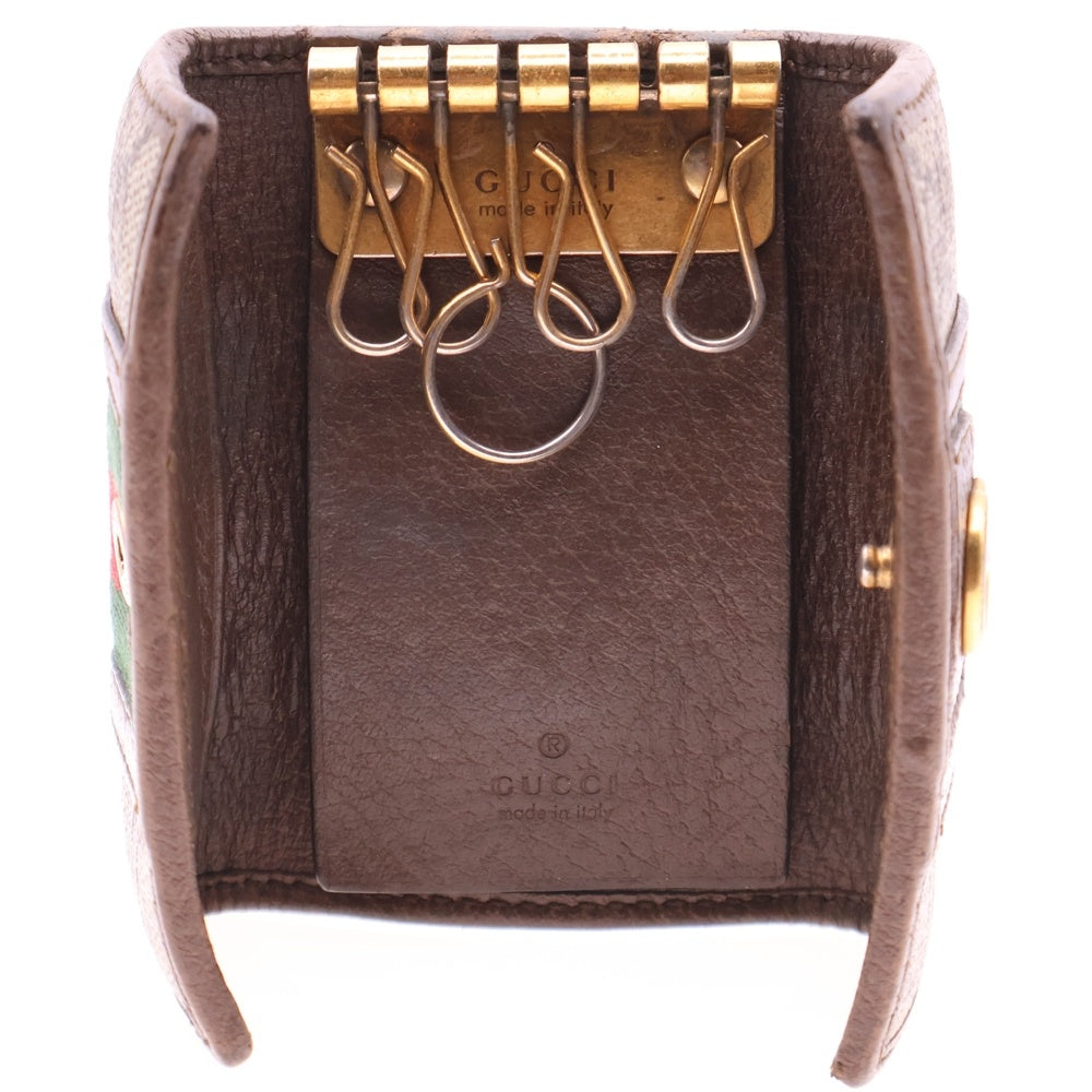 GUCCI(グッチ) GGスプリーム オフィディア キーケース キーリング バッグチャーム ゴールド金具 キャンバス×レザー ベージュ×ブラウン 603732